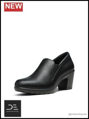 Block Heel Loafers Pumps - Slip-on w/ Latex Padded Insole - Lightweight Sole